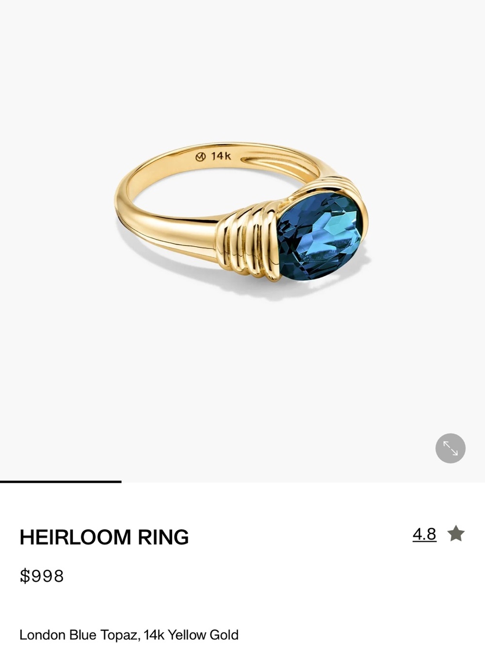 Mejuri Gold Ring with Deep Blue Oval Stone
